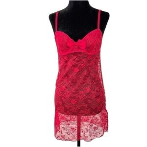 Etam Paris Red Lace Low Back Chemise Lingerie 6